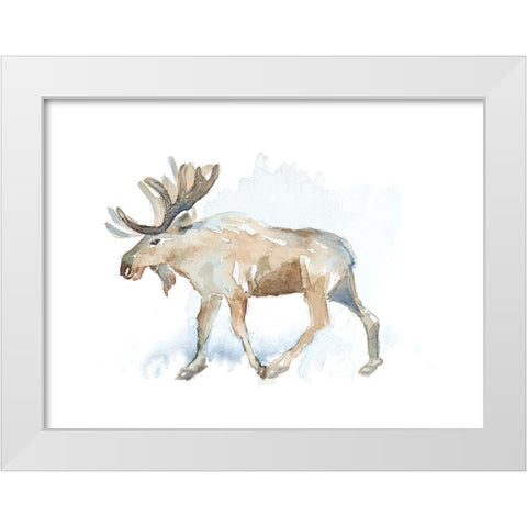 Watercolor Moose White Modern Wood Framed Art Print by Loreth, Lanie