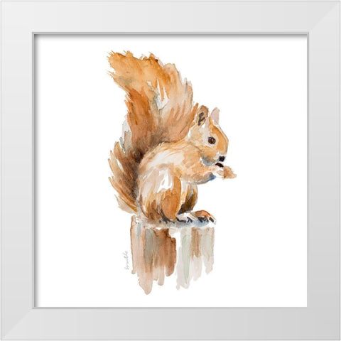Watercolor Squirrel White Modern Wood Framed Art Print by Loreth, Lanie