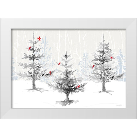 Silver Forest with Cardinals White Modern Wood Framed Art Print by Loreth, Lanie