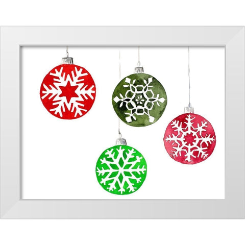 Christmas Ornaments White Modern Wood Framed Art Print by Loreth, Lanie