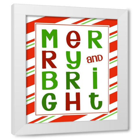 Merry and Bright White Modern Wood Framed Art Print by Quach, Anna