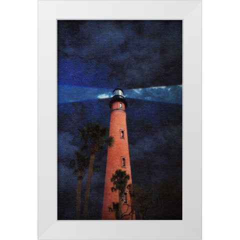 Lighthouse Nights White Modern Wood Framed Art Print by Wilson, Kali