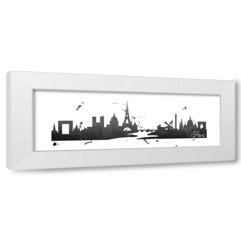 Paris Skyline White Modern Wood Framed Art Print by Quach, Anna