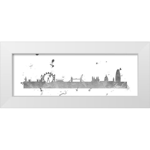 London Skyline White Modern Wood Framed Art Print by Quach, Anna