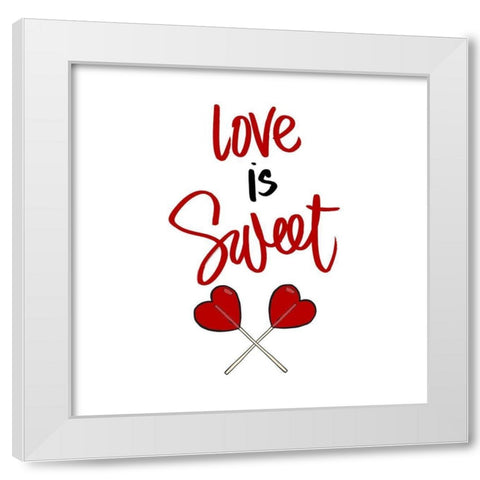 Love is Sweet White Modern Wood Framed Art Print by SD Graphics Studio