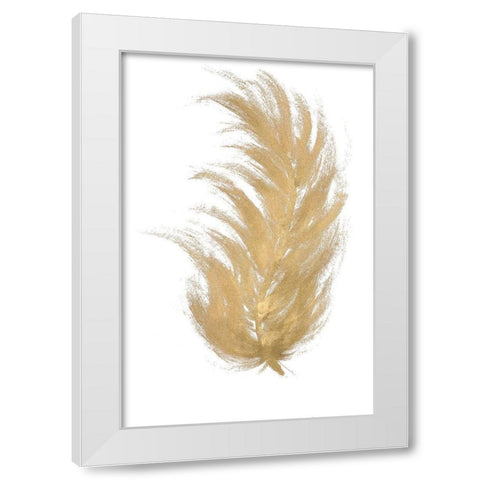 Gold Feather I White Modern Wood Framed Art Print by Hewitt, L.