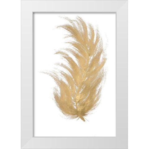 Gold Feather I White Modern Wood Framed Art Print by Hewitt, L.