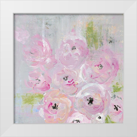 Field of Roses White Modern Wood Framed Art Print by James, Nola