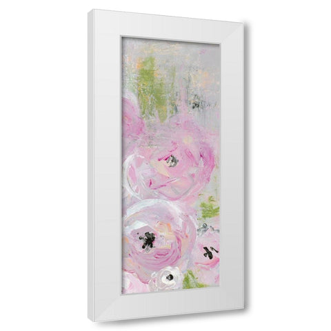 Pink Pastel Floral I White Modern Wood Framed Art Print by James, Nola