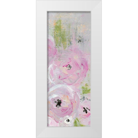 Pink Pastel Floral I White Modern Wood Framed Art Print by James, Nola