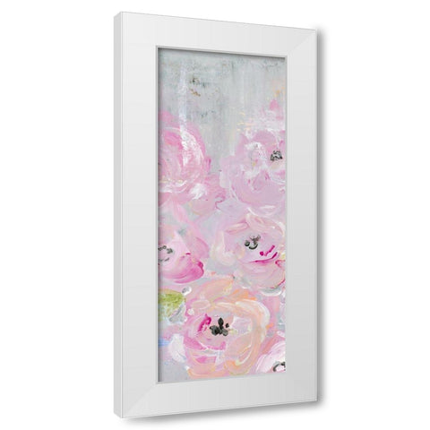 Pink Pastel Floral II White Modern Wood Framed Art Print by James, Nola