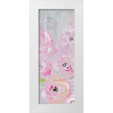 Pink Pastel Floral II White Modern Wood Framed Art Print by James, Nola