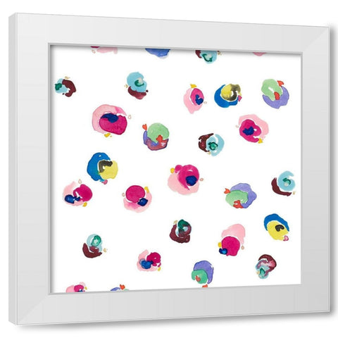 Fun Vibrant Dots White Modern Wood Framed Art Print by James, Nola