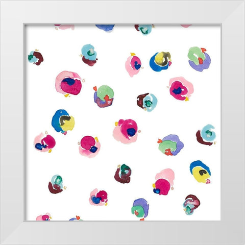 Fun Vibrant Dots White Modern Wood Framed Art Print by James, Nola