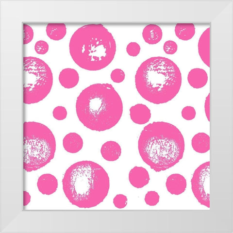 Fun Paint Bubbles Pink White Modern Wood Framed Art Print by James, Nola