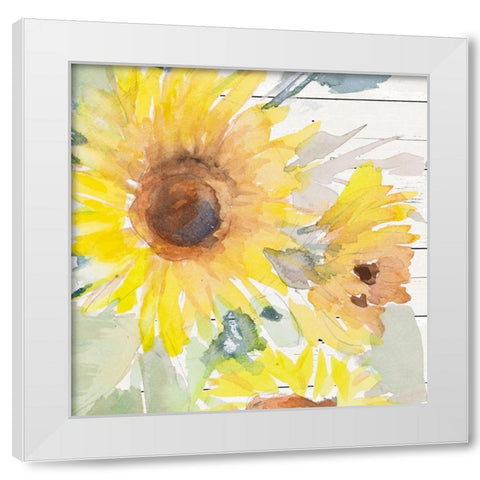 Blooming Sunflower Square V White Modern Wood Framed Art Print by Loreth, Lanie