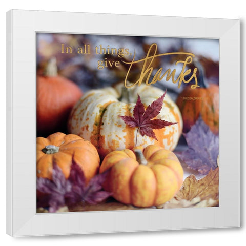 Give Thanks White Modern Wood Framed Art Print by Gardner, Sarah