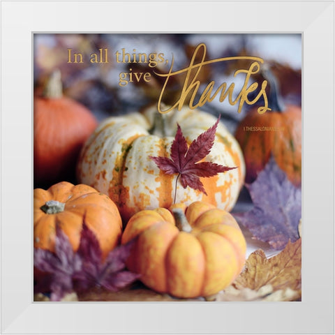 Give Thanks White Modern Wood Framed Art Print by Gardner, Sarah