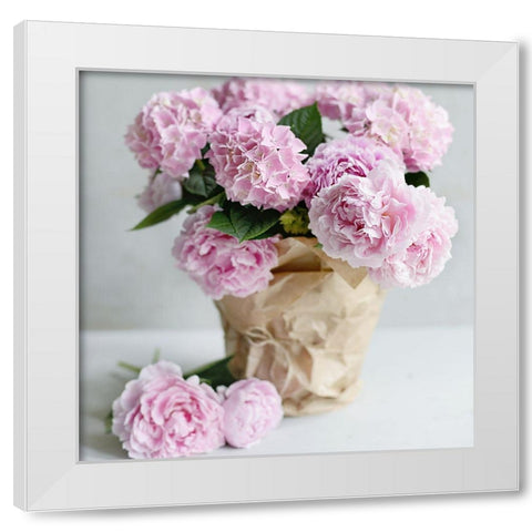 Pink Blooms White Modern Wood Framed Art Print by Gardner, Sarah