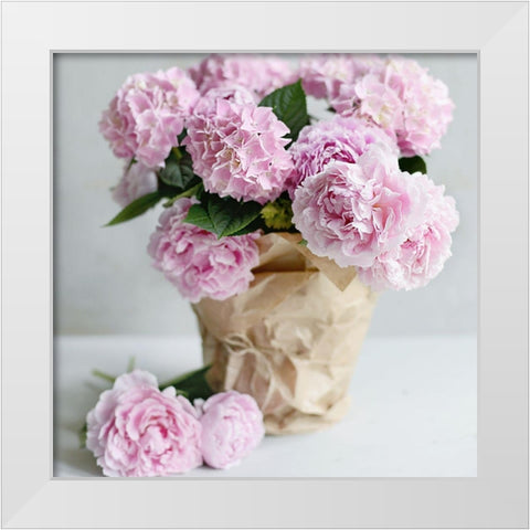 Pink Blooms White Modern Wood Framed Art Print by Gardner, Sarah