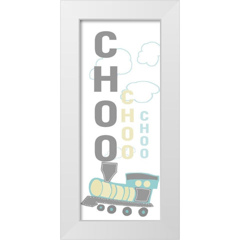 Choo Choo Train White Modern Wood Framed Art Print by Quach, Anna