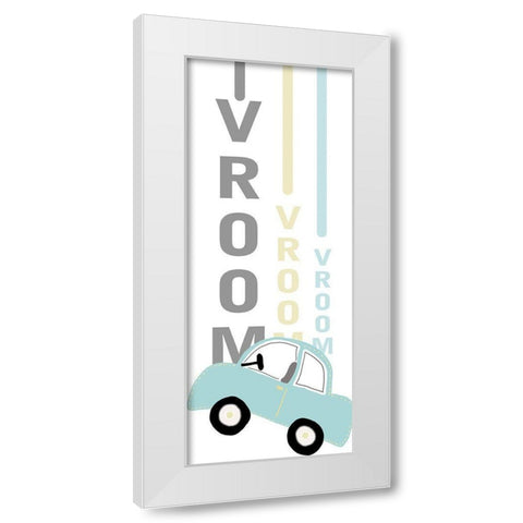 Vroom said the Car White Modern Wood Framed Art Print by Quach, Anna