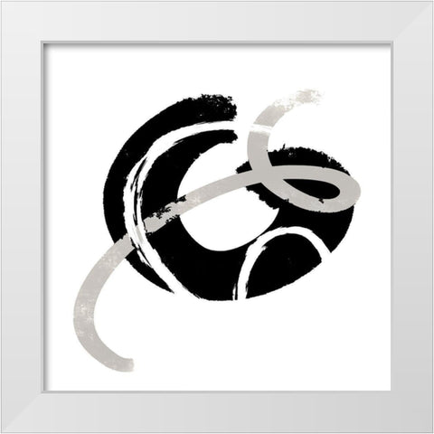 Scrolling Black And White Abstract  I White Modern Wood Framed Art Print by SD Graphics Studio