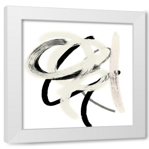 Scrolling Black And White Abstract II White Modern Wood Framed Art Print by SD Graphics Studio