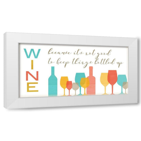 Not Good To Keep Things Bottled Up White Modern Wood Framed Art Print by Quach, Anna