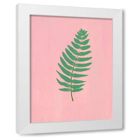 Pink Fern I White Modern Wood Framed Art Print by Maria, Robin