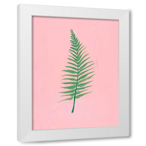 Pink Fern II White Modern Wood Framed Art Print by Maria, Robin