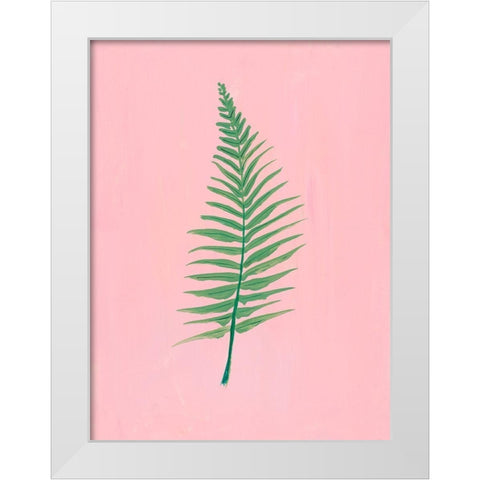 Pink Fern II White Modern Wood Framed Art Print by Maria, Robin