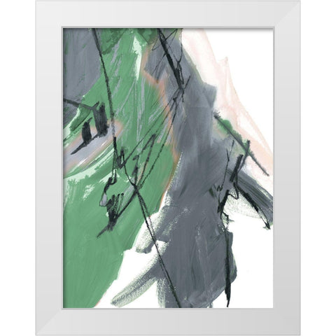 Rare Green and Gray Abstract I White Modern Wood Framed Art Print by Maria, Robin