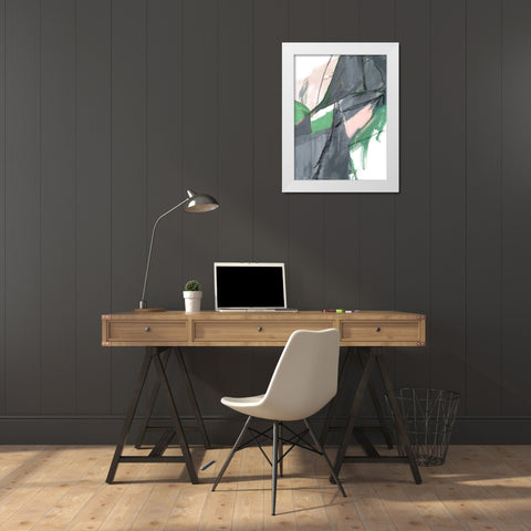 Rare Green and Gray Abstract II White Modern Wood Framed Art Print by Maria, Robin