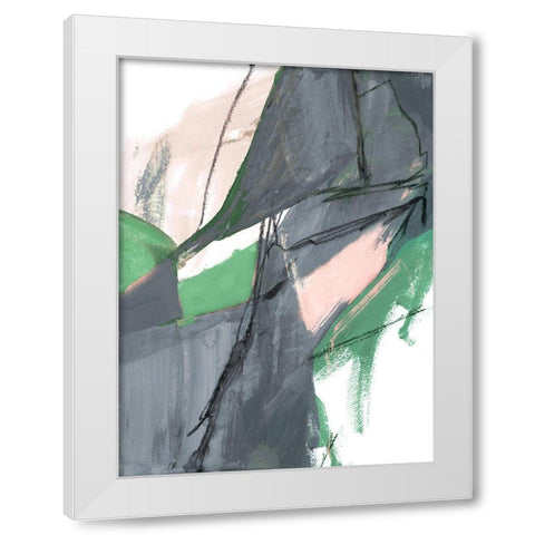Rare Green and Gray Abstract II White Modern Wood Framed Art Print by Maria, Robin