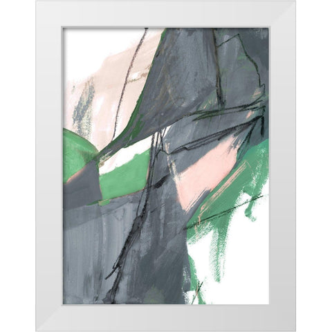 Rare Green and Gray Abstract II White Modern Wood Framed Art Print by Maria, Robin