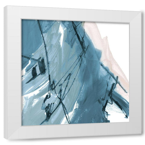 Blue on White Abstract I White Modern Wood Framed Art Print by Maria, Robin