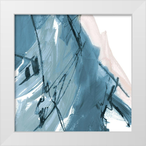 Blue on White Abstract I White Modern Wood Framed Art Print by Maria, Robin