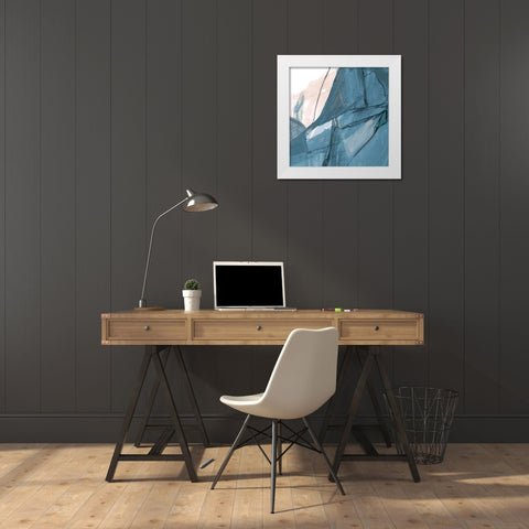 Blue on White Abstract II White Modern Wood Framed Art Print by Maria, Robin