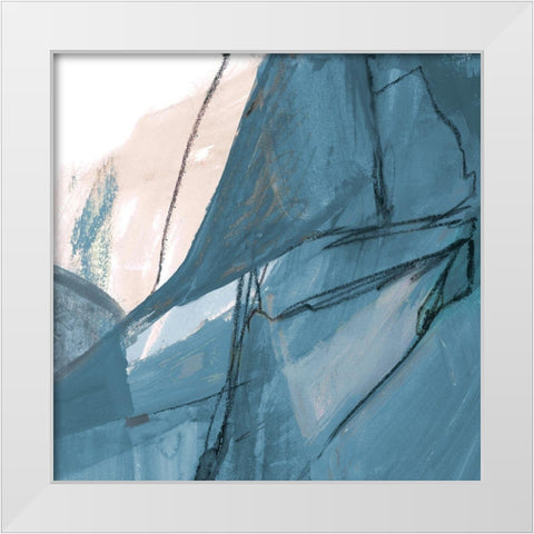 Blue on White Abstract II White Modern Wood Framed Art Print by Maria, Robin
