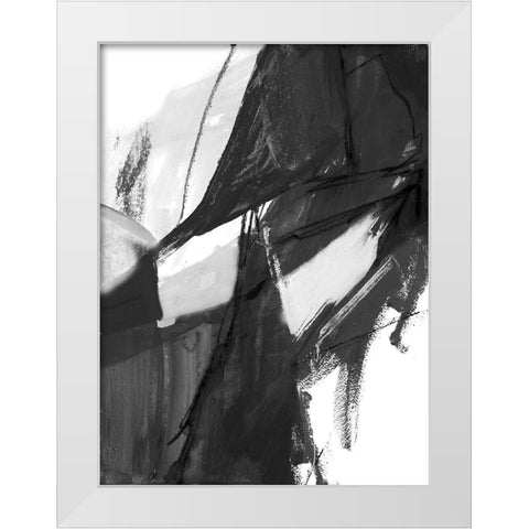 Black and White Abstract I White Modern Wood Framed Art Print by Maria, Robin