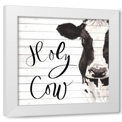 Holy Cow White Modern Wood Framed Art Print by Green, Jenny