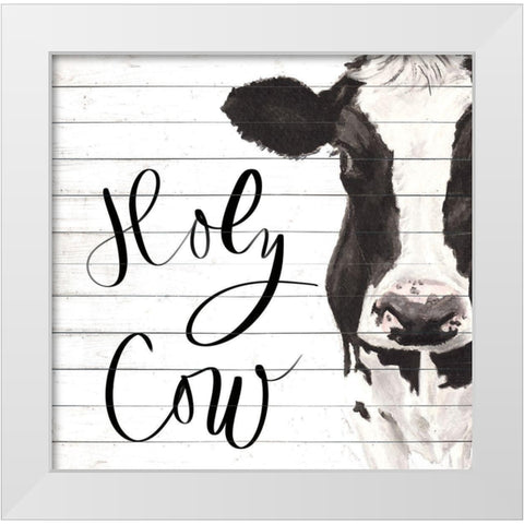 Holy Cow White Modern Wood Framed Art Print by Green, Jenny