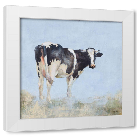 Posing Cow White Modern Wood Framed Art Print by Green, Jenny
