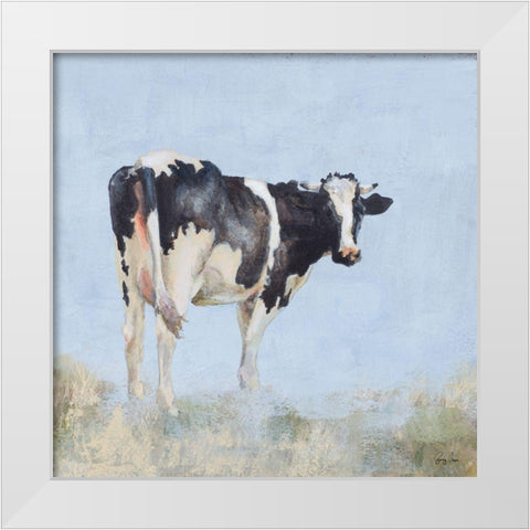 Posing Cow White Modern Wood Framed Art Print by Green, Jenny