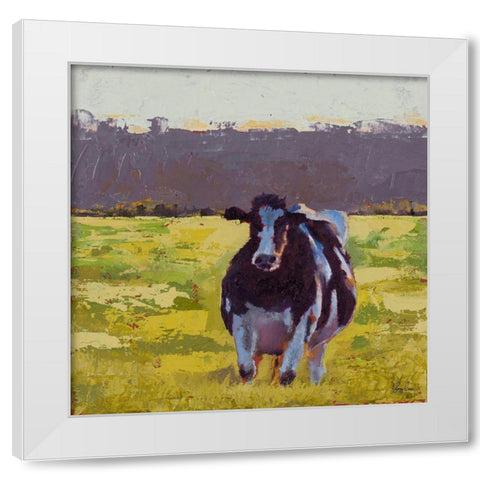 Fat Cow in the Field White Modern Wood Framed Art Print by Green, Jenny
