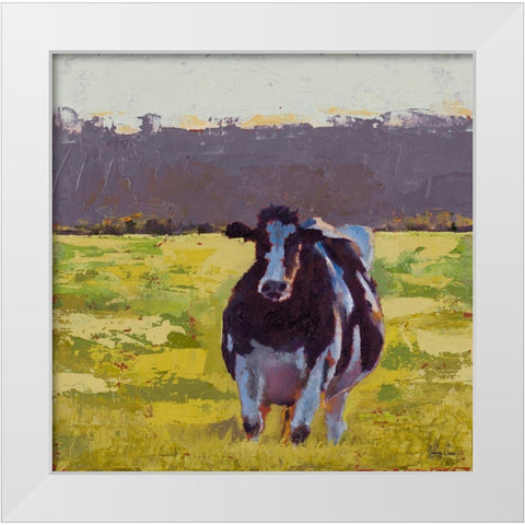 Fat Cow in the Field White Modern Wood Framed Art Print by Green, Jenny
