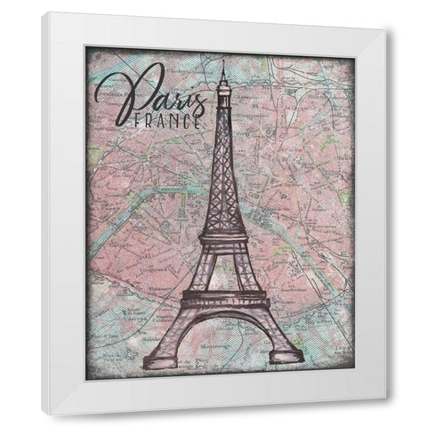 Map of Paris White Modern Wood Framed Art Print by Medley, Elizabeth