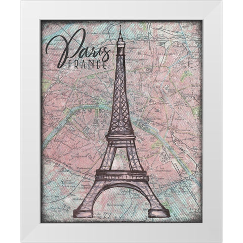 Map of Paris White Modern Wood Framed Art Print by Medley, Elizabeth