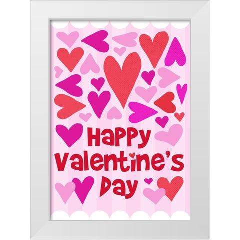 Happy Valentine with Hearts White Modern Wood Framed Art Print by Quach, Anna